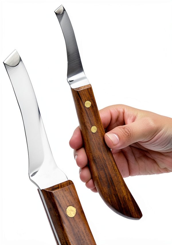 Farrier Hoof Knife Crown Farrier – Wooden Handle, Curved Blade (Brown)-3