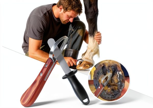 Farrier Hoof Knife 3-in-1 by ETCYAOXIN Carbon Steel Sharpener-2