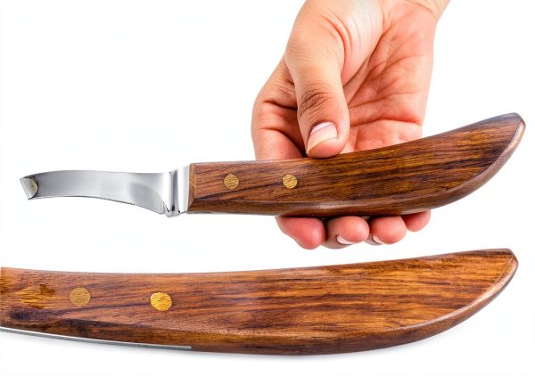 Farrier Hoof Knife Crown Farrier – Wooden Handle, Curved Blade (Brown)-6