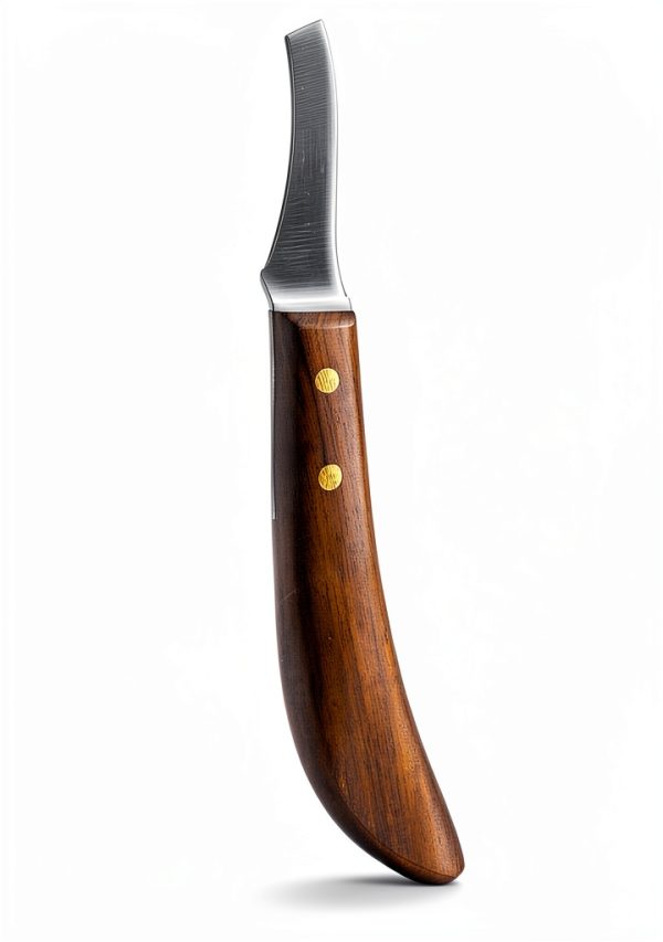 Farrier Hoof Knife Crown Farrier – Wooden Handle, Curved Blade (Brown)-2