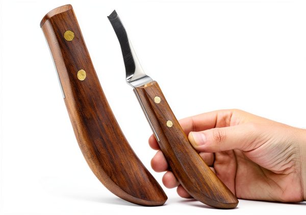 Farrier Hoof Knife Crown Farrier – Wooden Handle, Curved Blade (Brown)-7