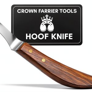Farrier Hoof Knife Crown Farrier – Wooden Handle, Curved Blade (Brown)-0