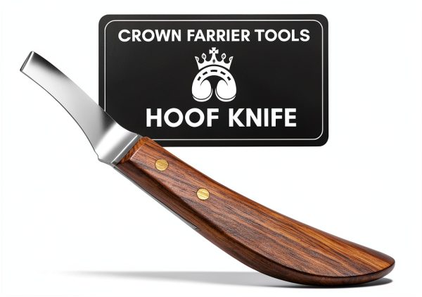 Farrier Hoof Knife Crown Farrier – Wooden Handle, Curved Blade (Brown)-0