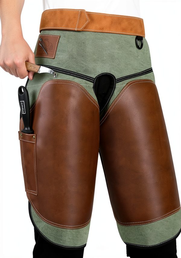 Farrier Chaps Antidious Leather Apron with Adjustable Belt and Pockets-0