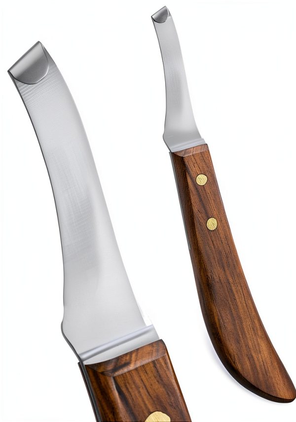 Farrier Hoof Knife Crown Farrier – Wooden Handle, Curved Blade (Brown)-1