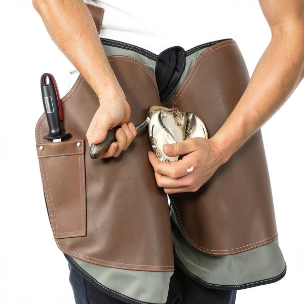 Farrier Chaps Antidious Leather Apron with Adjustable Belt and Pockets-5