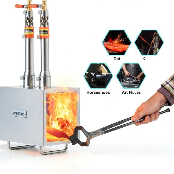VEVOR Portable Propane Forge 2 Burner Steel Blacksmith Tool-2