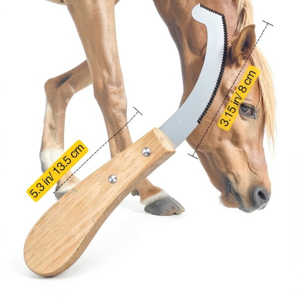 Bot Egg Knife for Horses, Horse Farrier Tool Grooming Bugs, Stainless Steel Blade with Wood Handle, Precision Grooming Tool for Bot Egg Removal-4