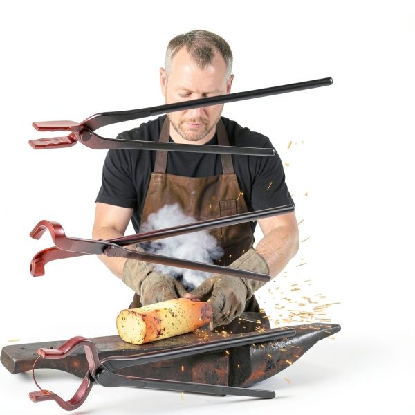 Blacksmith Tongs 3-Pc Set CongGongGo Heavy Duty Heat Treated Tools-2