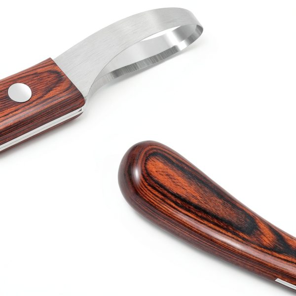 Hoof Knife with Sharpener,Farrier Tool Kit,Double Edged Hoof Trimming Knife with Wooden Handle, High-Carbon Steel Blade Hoof Knife for Horses-1