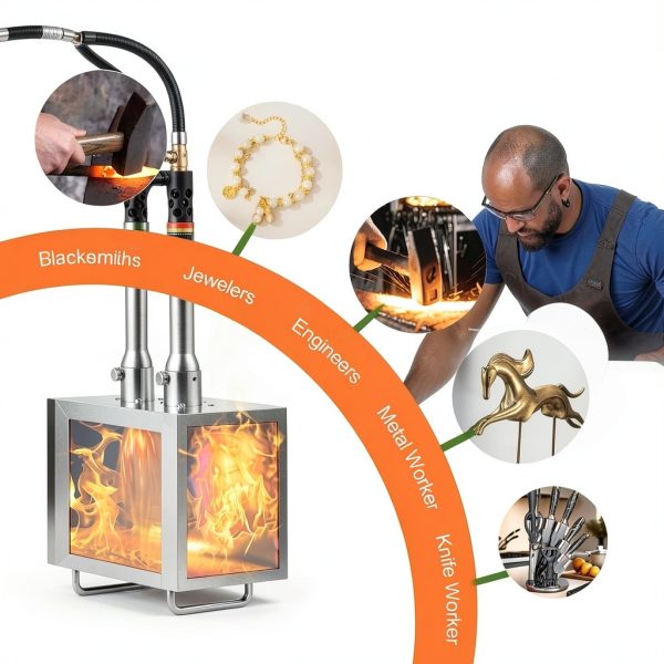 VEVOR Portable Propane Forge 2 Burner Steel Blacksmith Tool-5