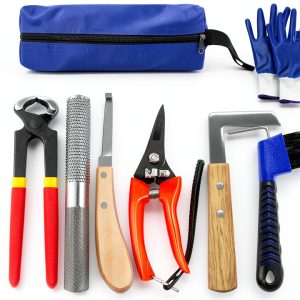 8 inch Farrier Tools Kit (8 Piece) Horse Goat Hoof Trimmers Carbon Steel Nippers Shears Nail Clipper, Mini Rasp, Hoof Trimming Cutter Knife, File for Pig Sheep Donkey Equine Supplies with Storage Bag-0