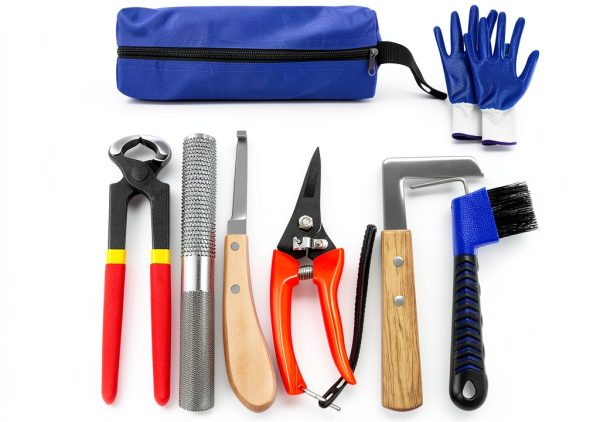 8 inch Farrier Tools Kit (8 Piece) Horse Goat Hoof Trimmers Carbon Steel Nippers Shears Nail Clipper, Mini Rasp, Hoof Trimming Cutter Knife, File for Pig Sheep Donkey Equine Supplies with Storage Bag-0