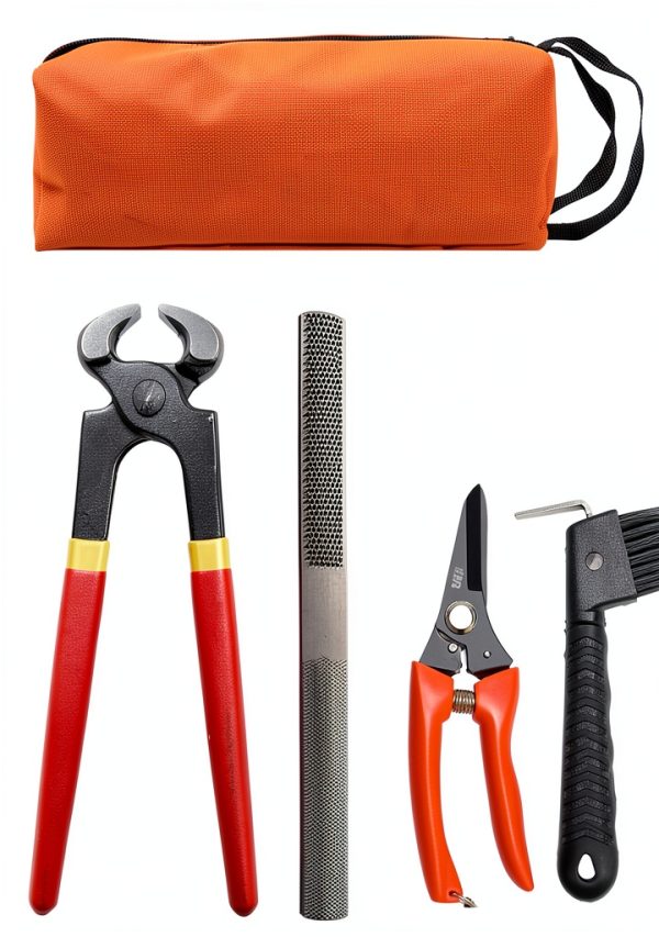 8 inch Farrier Hoof Tool Kit（5 Piece） Mini Rasp Hoof File Goat Pig Equine Metal Shears Farriers Hoof Nipper Cutter Handle Knife Stable Supplies-0