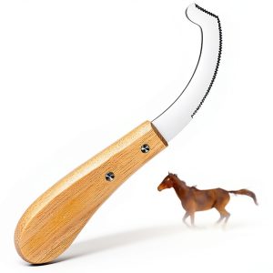 Bot Egg Knife for Horses, Horse Farrier Tool Grooming Bugs, Stainless Steel Blade with Wood Handle, Precision Grooming Tool for Bot Egg Removal-0