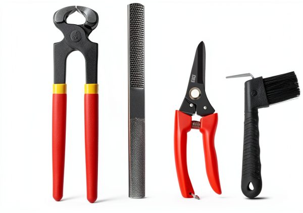 8 inch Farrier Hoof Tool Kit（5 Piece） Mini Rasp Hoof File Goat Pig Equine Metal Shears Farriers Hoof Nipper Cutter Handle Knife Stable Supplies-3
