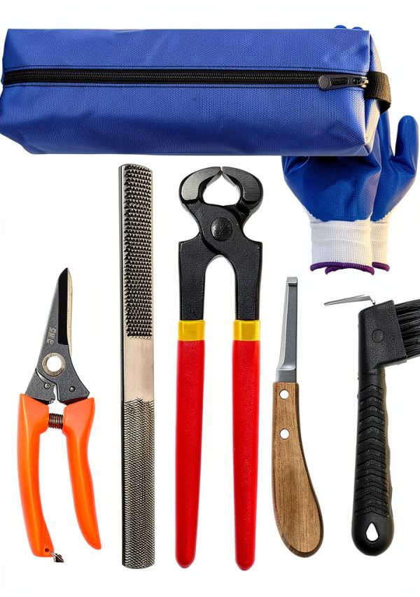 8 inch Farrier Tool Kit 7 Piece - Loaged Mini Hoof Nippers Rasp Knife-0
